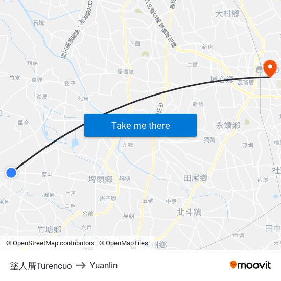 塗人厝Turencuo to Yuanlin map