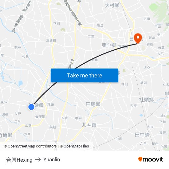合興Hexing to Yuanlin map