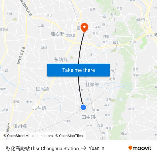 彰化高鐵站Thsr Changhua  Station to Yuanlin map