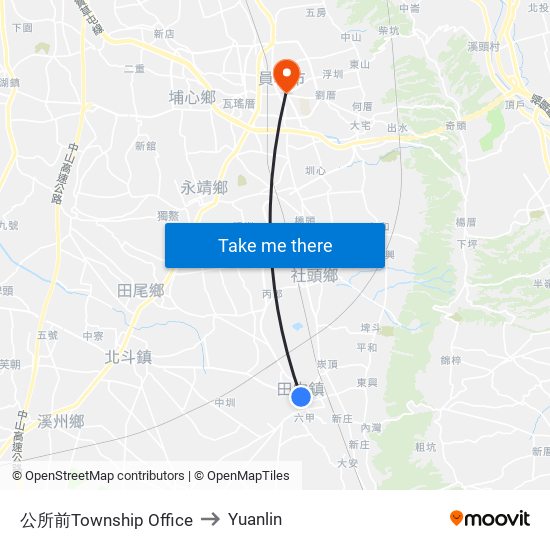 公所前Township  Office to Yuanlin map