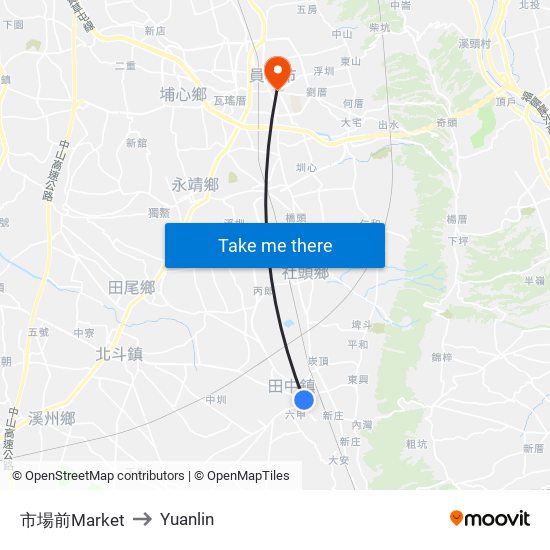 市場前Market to Yuanlin map