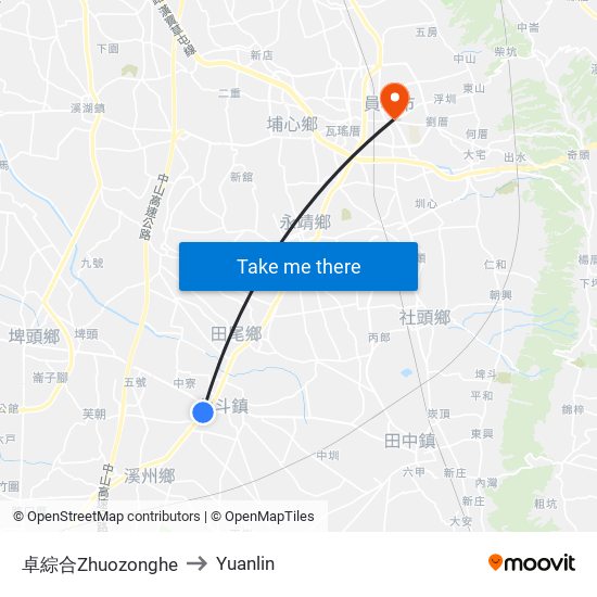 卓綜合Zhuozonghe to Yuanlin map