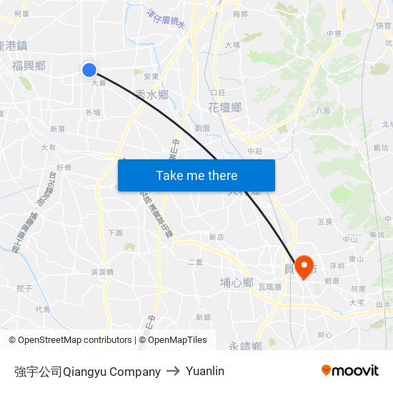 強宇公司Qiangyu Company to Yuanlin map