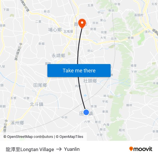 龍潭里Longtan Village to Yuanlin map