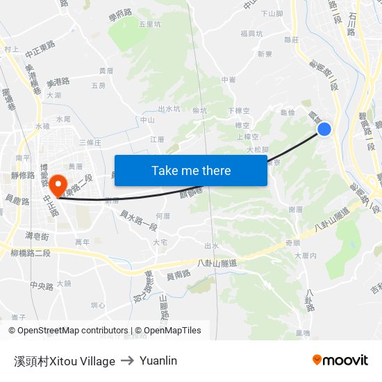 溪頭村Xitou Village to Yuanlin map