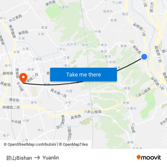 碧山Bishan to Yuanlin map