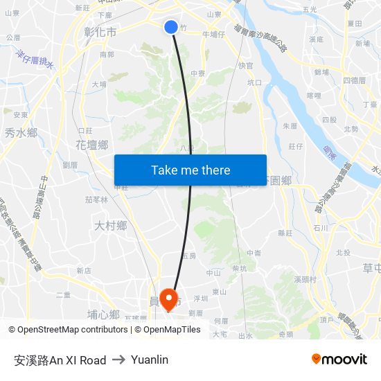 安溪路An XI Road to Yuanlin map