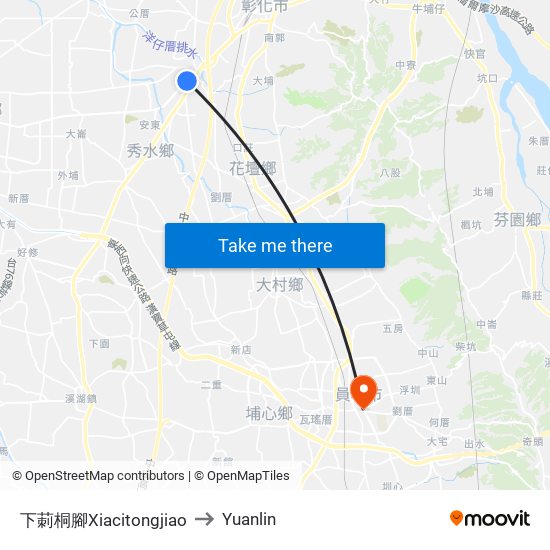 下莿桐腳Xiacitongjiao to Yuanlin map