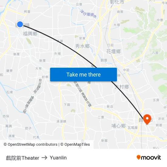 戲院前Theater to Yuanlin map
