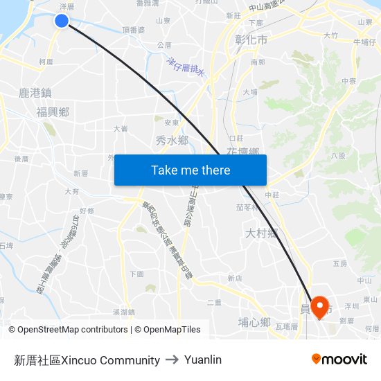 新厝社區Xincuo Community to Yuanlin map