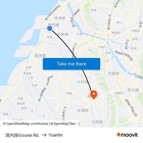 溝內路Gounei Rd. to Yuanlin map