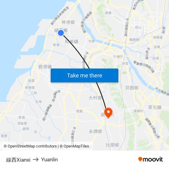 線西Xianxi to Yuanlin map