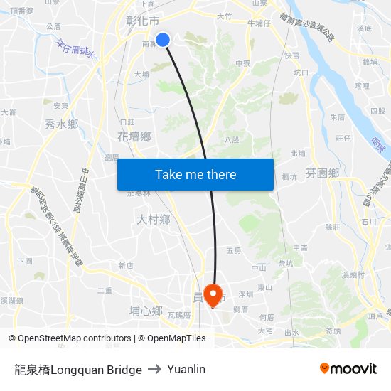 龍泉橋Longquan Bridge to Yuanlin map