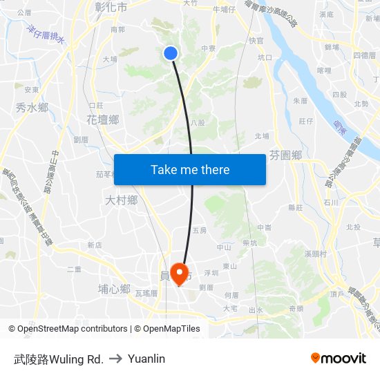 武陵路Wuling Rd. to Yuanlin map