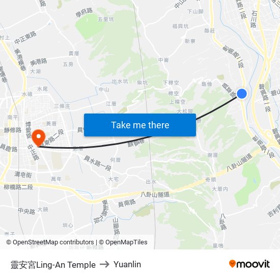 靈安宮Ling-An Temple to Yuanlin map
