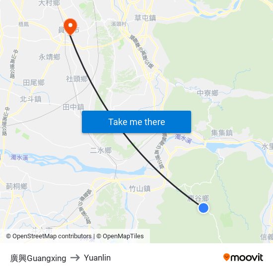 廣興Guangxing to Yuanlin map