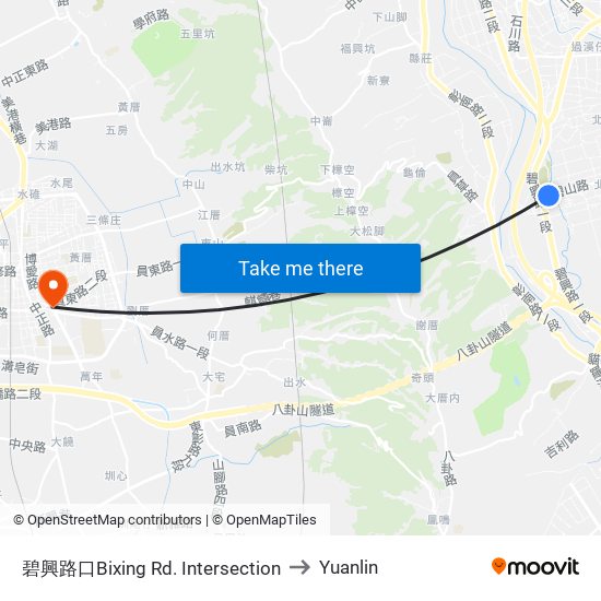 碧興路口Bixing Rd. Intersection to Yuanlin map