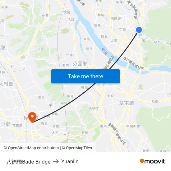 Bade Bridge to Yuanlin map