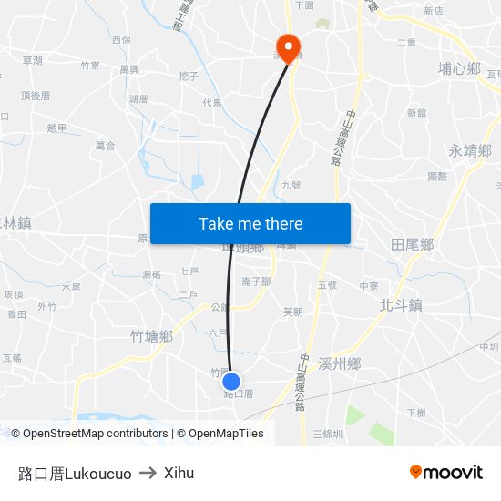 路口厝Lukoucuo to Xihu map