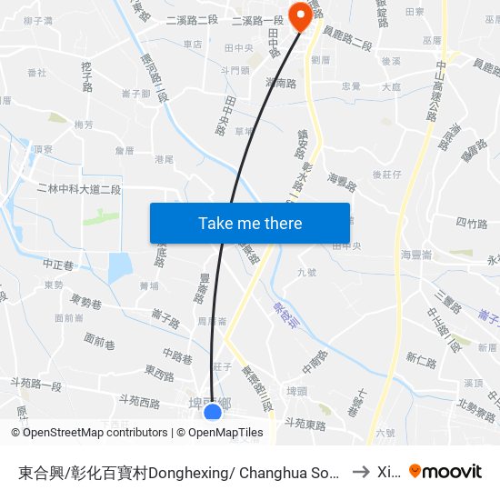 東合興/彰化百寶村Donghexing/ Changhua Souvenir Center to Xihu map