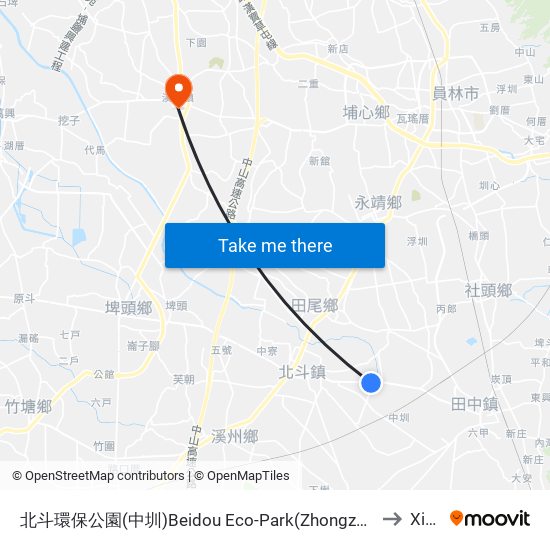 北斗環保公園(中圳)Beidou  Eco-Park(Zhongzun) to Xihu map