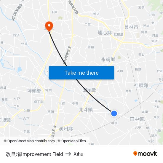 改良場Improvement  Field to Xihu map