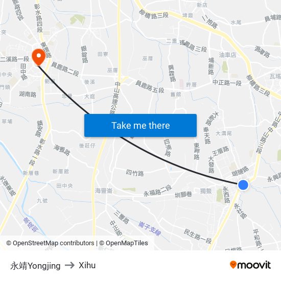 永靖Yongjing to Xihu map