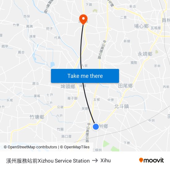 溪州服務站前Xizhou Service Station to Xihu map