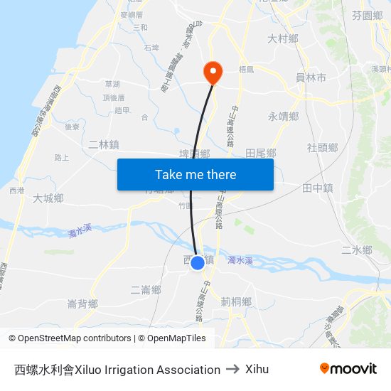 西螺水利會Xiluo Irrigation Association to Xihu map