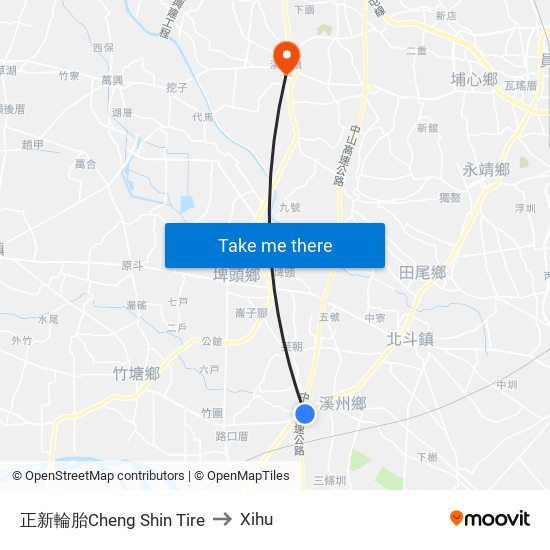 正新輪胎Cheng Shin Tire to Xihu map