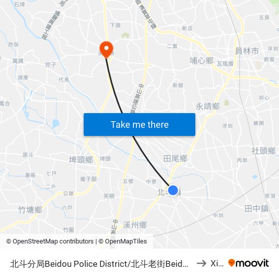 北斗分局Beidou Police District/北斗老街Beidou Old Street to Xihu map