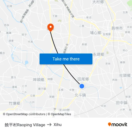 Raoping Village to Xihu map