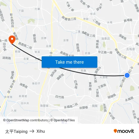 Taiping to Xihu map