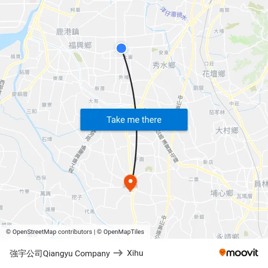 Qiangyu Company to Xihu map
