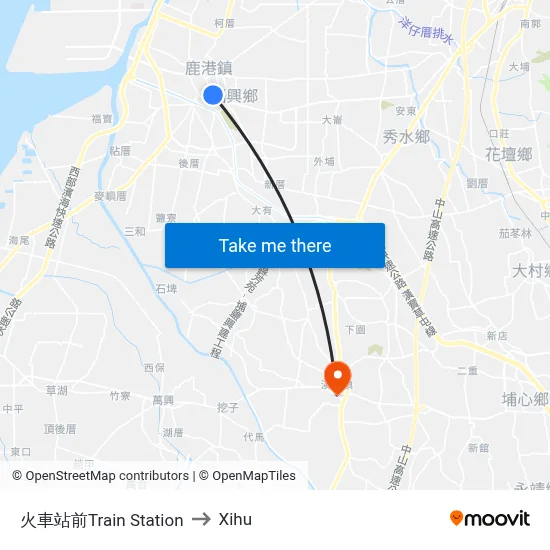 Train Station to Xihu map
