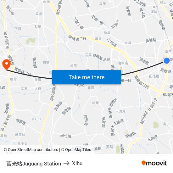 莒光站Juguang Station to Xihu map