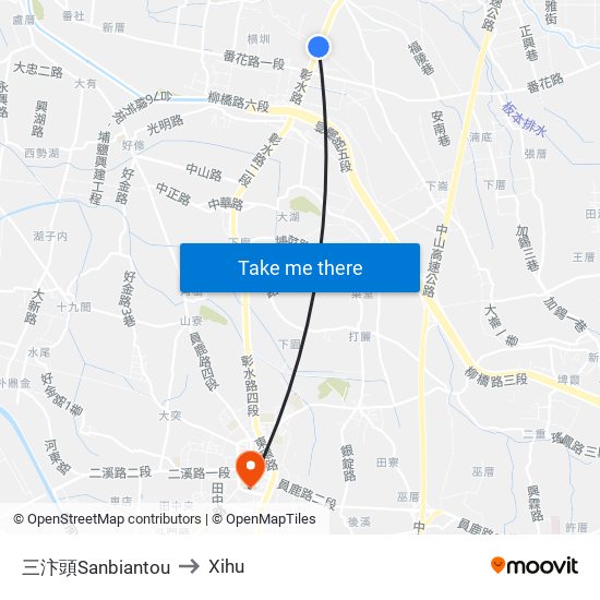 三汴頭Sanbiantou to Xihu map