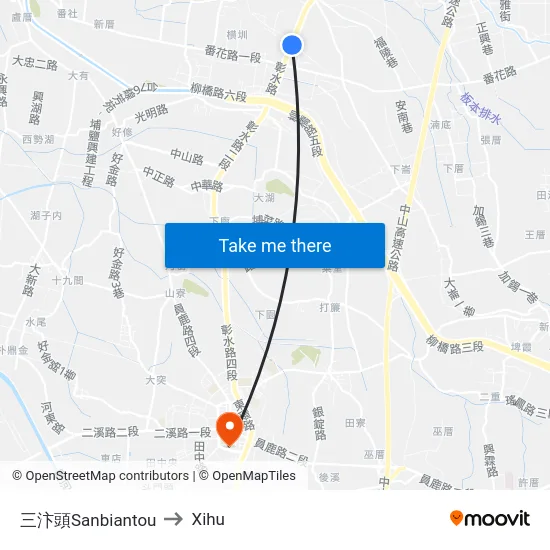 三汴頭Sanbiantou to Xihu map