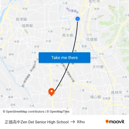 Zen Del Senior High School to Xihu map