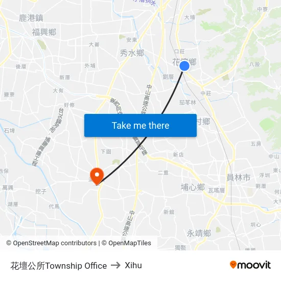 Township Office to Xihu map