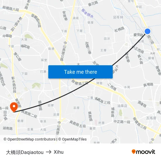 Daqiaotou to Xihu map