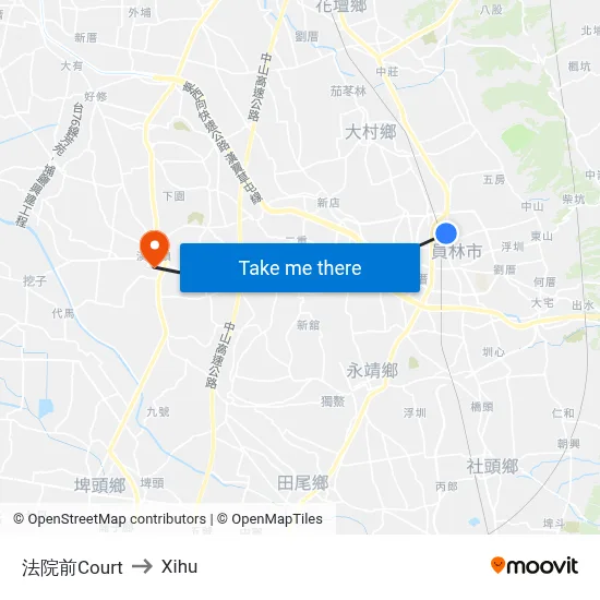 Court Front to Xihu map