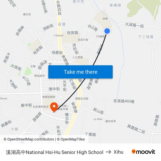 溪湖高中National Hsi-Hu Senior High School to Xihu map