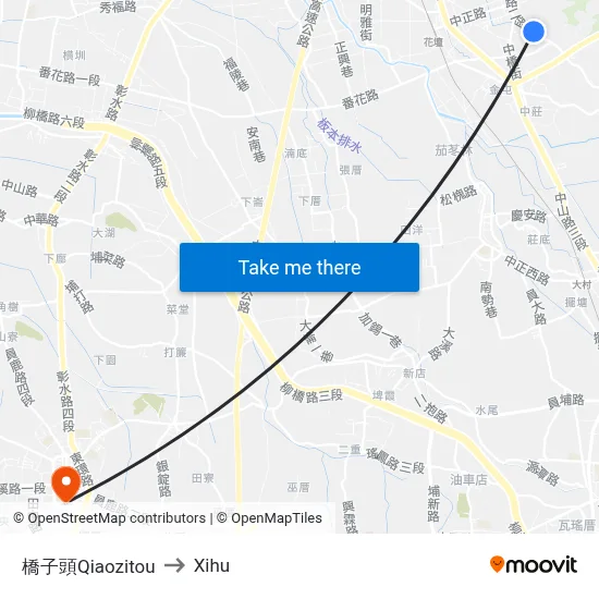 Qiaozitou to Xihu map