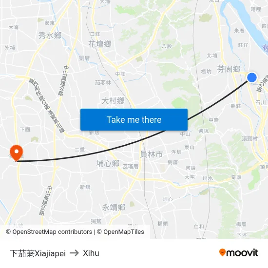 Xiajiapei to Xihu map