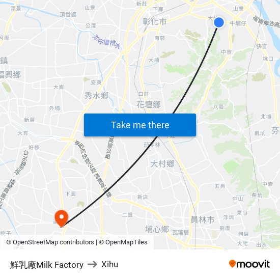 鮮乳廠Milk Factory to Xihu map