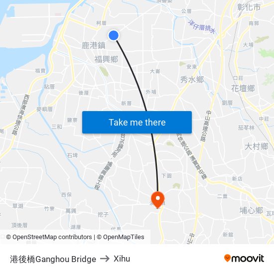 港後橋Ganghou Bridge to Xihu map