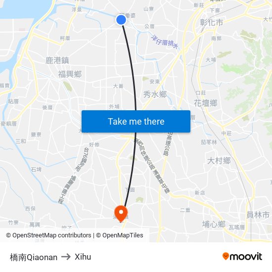橋南Qiaonan to Xihu map