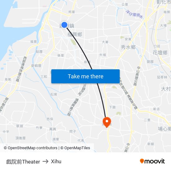 戲院前Theater to Xihu map