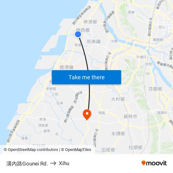 溝內路Gounei Rd. to Xihu map